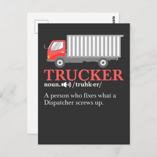 Carte Postale Définition de camionneur (Devant / Derrière)