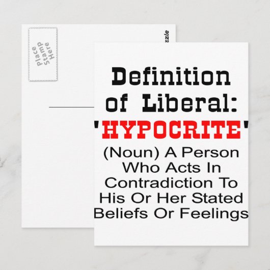 Carte Postale Définition De Libéral = Hypocrite (Devant / Derrière)