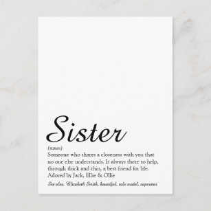 Carte Postale Définition de meilleure soeur du monde Élégant Scr