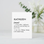 Carte Postale Définition de nom Kathleen modifiable, nom personn (Debout devant)