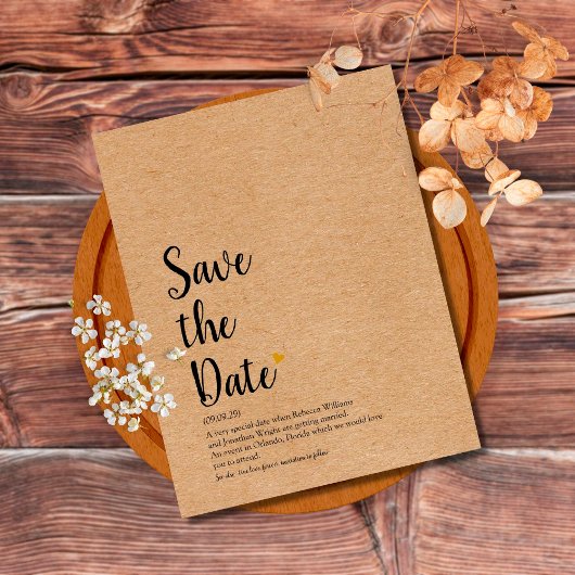 Carte Postale Définition de Save the Date en écriture Rustic Gol