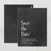 Carte Postale Définition de Save the Date Script Cœur d'Or (Devant / Derrière)