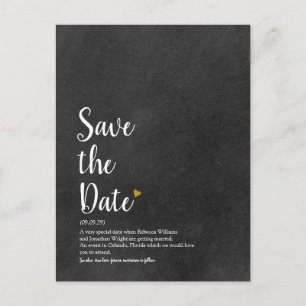 Carte Postale Définition de Save the Date Script Cœur d'Or