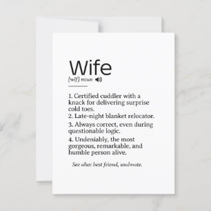 Carte Postale Définition drôle et coeur de la femme
