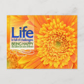 Carte Postale "Défis de la vie et bonheur" Citation inspirée (Devant)