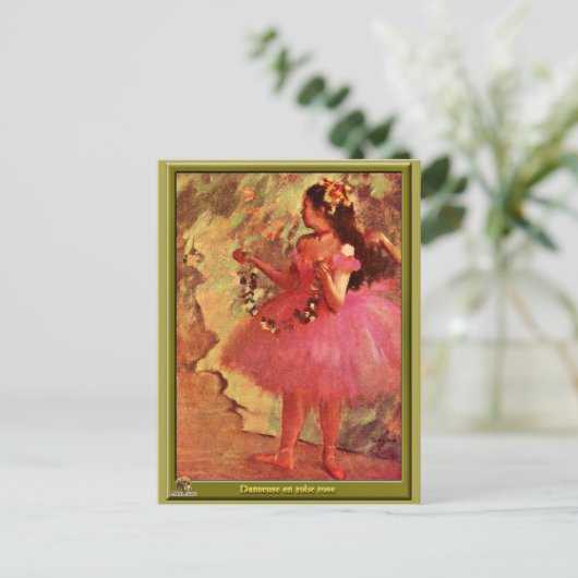 Carte Postale Degas - Danseuse en Robe Rose (Debout devant)
