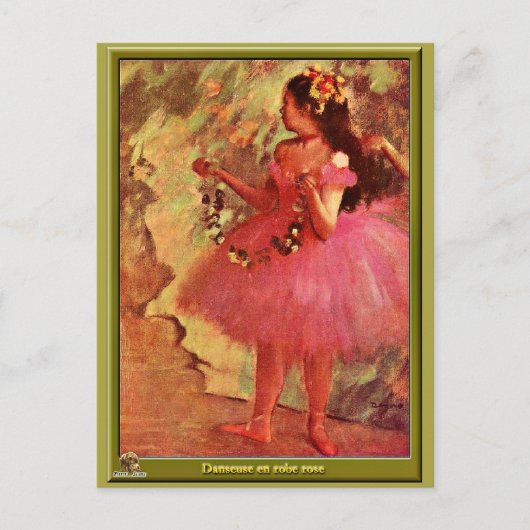 Carte Postale Degas - Danseuse en Robe Rose (Devant)