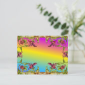 Carte Postale Dégradé arc-en-ciel avec fleur violette fleur de l (Debout devant)