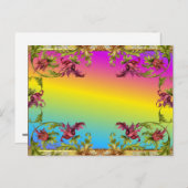 Carte Postale Dégradé arc-en-ciel avec fleur violette fleur de l (Devant / Derrière)