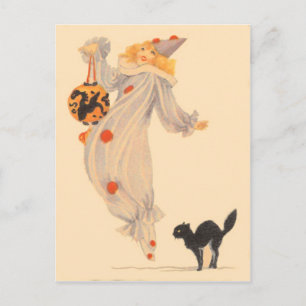 Carte Postale Déguisement Chat Noir Clown Trick Or Treat