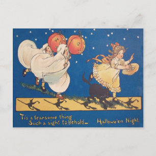 Carte Postale Déguisement de fantôme pour farce d'Halloween Chat