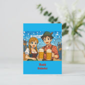 Carte Postale Dégustation de bière pendant l'Oktoberfest à Munic (Debout devant)