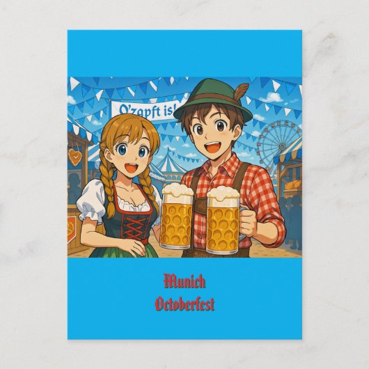 Carte Postale Dégustation de bière pendant l'Oktoberfest à Munic (Devant)