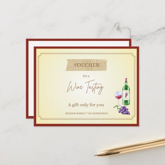 Carte Postale 'Dégustation de vins' Chèque-cadeau drôle (Devant/Arrière en situation)