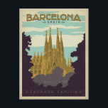 Carte Postale  dela Sagrada Familia - Barcelone, Espagne<br><div class="desc">Anderson Design Group est une entreprise d'illustration et de design primée à Nashville,  Tennessee. Le fondateur Joel Anderson dirige une équipe d'artistes talentueux pour créer des affiches originales qui ressemblent à des imprimés publicitaires vintage classiques des années 1920 aux années 1960.</div>