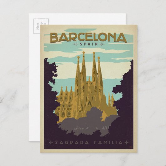 Carte Postale dela Sagrada Familia - Barcelone, Espagne (Devant / Derrière)