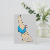 Carte Postale Delaware DE Map & Blue Hen Cartoon Art Moto (Debout devant)