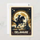 Carte Postale Delaware | Esprit patriotique Vintage (Devant / Derrière)