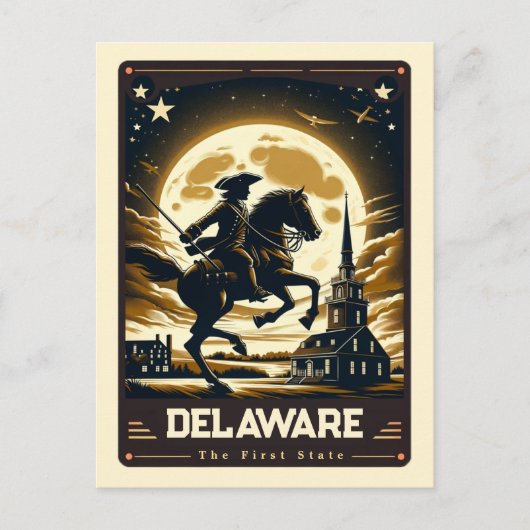 Carte Postale Delaware | Esprit patriotique Vintage (Devant)