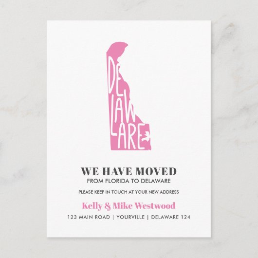 Carte Postale DELAWARE Nous avons déplacé Nouvelle adresse Nouve (Devant)