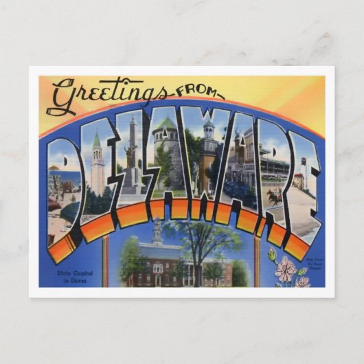 Carte postale Delaware Vintage Big Letters (Devant)