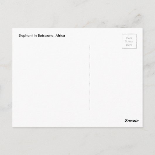 Carte postale d'éléphant africain (Dos)