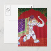 Carte postale d'éléphant d'art indien (Devant / Derrière)