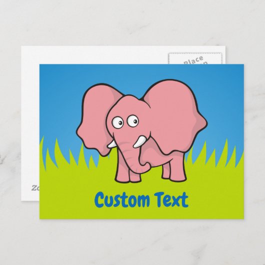 Carte postale d'éléphant rose (Devant / Derrière)