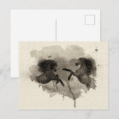 Carte postale d'élevage de chevaux d'aquarelle (Devant / Derrière)