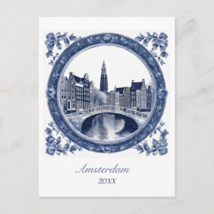 Carte Postale Delft bleu personnalisé Amsterdam