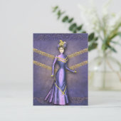 Carte Postale DELIA : 1890s ROBE DE MARCHE en violet et or (Debout devant)
