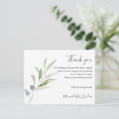 Carte Postale Délicat Olivier et Mariage vert feuille merci (Debout devant)