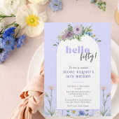 Carte Postale Delicate Florals lavande 50e anniversaire Invitati