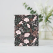 Carte Postale Délicates oeillets roses avec fleurs Feuilles vert (Debout devant)