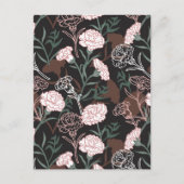 Carte Postale Délicates oeillets roses avec fleurs Feuilles vert (Devant)