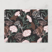 Carte Postale Délicates oeillets roses avec fleurs Feuilles vert (Devant)