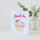 Carte Postale Délicieuse Berry Cupcake Rose sur Top Merci (Debout devant)