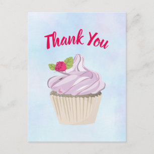 Carte Postale Délicieuse Berry Cupcake Rose sur Top Merci