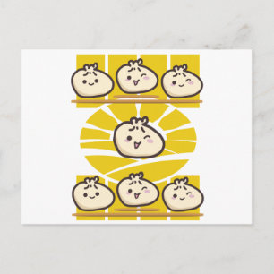 Carte Postale délicieux dim sum boulettes ensoleillées 