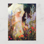 Carte Postale Delphiniums bleus Parasol Charles Courtney Curran (Devant)