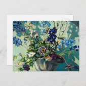 Carte Postale Delphiniums in a White Vase by Grant Wood (Devant / Derrière)