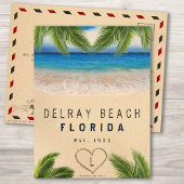 Carte Postale Delray Beach Floride Sable Tropical Palm Feuilles