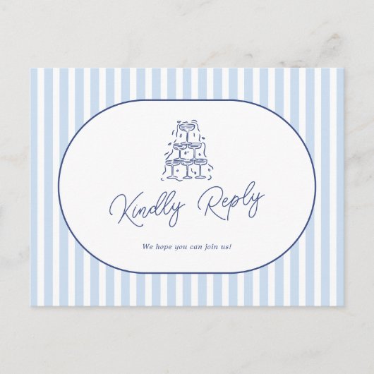 Carte Postale Demande de chanson de mariage à rayures Cabana ble (Devant)