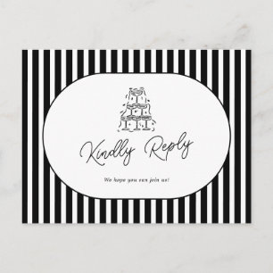 Carte Postale Demande de chanson de mariage à rayures noires et