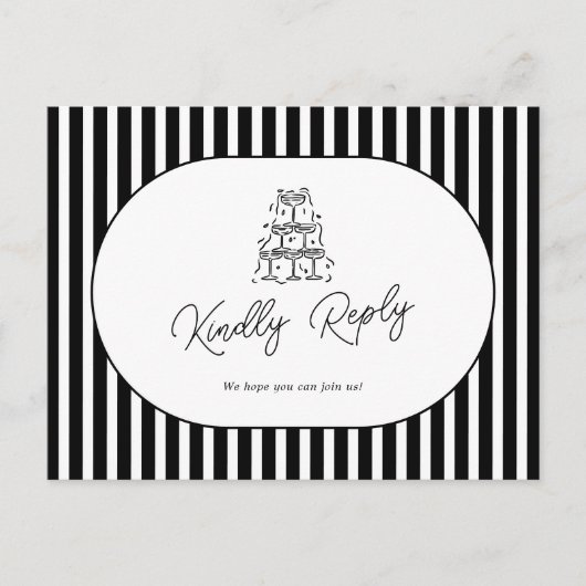 Carte Postale Demande de chanson de mariage à rayures noires et (Devant)
