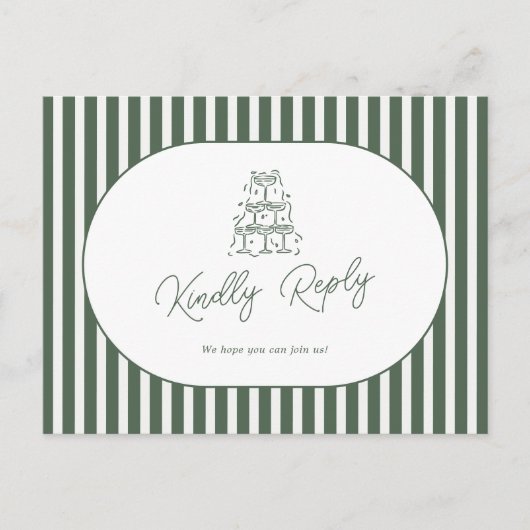 Carte Postale Demande de chanson de mariage préppy à rayures ver (Devant)