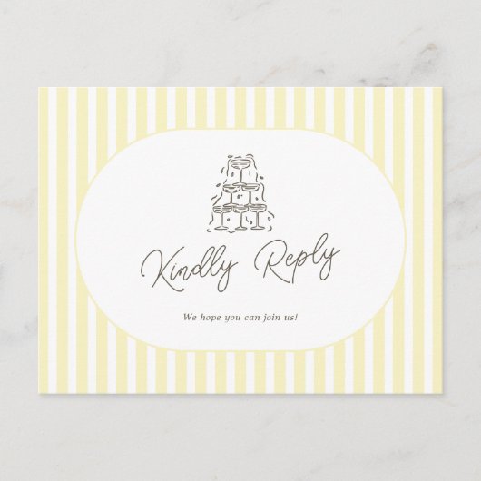 Carte Postale Demande de chanson de mariage rayée jaune doux (Devant)