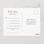 Carte Postale Demande de chanson simple et élégante Mariage RSVP (Dos)