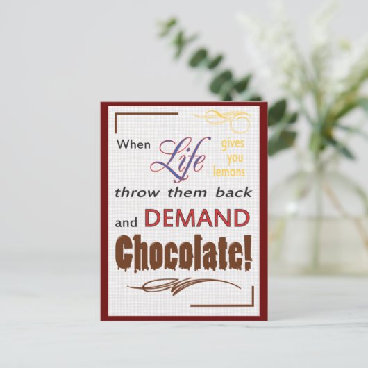 Carte Postale Demande de chocolat (Debout devant)