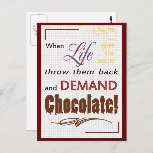 Carte Postale Demande de chocolat (Devant / Derrière)